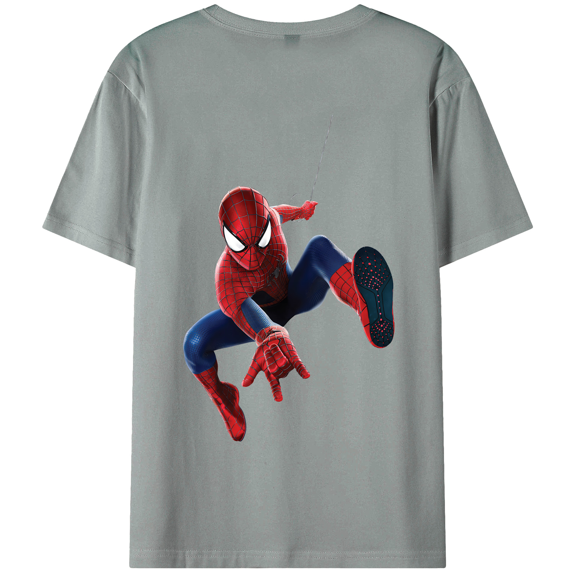（画像用） Spider Man スパイダーマン 綿100％ メンズ半袖Tシャツ（バックプリント） 通気性